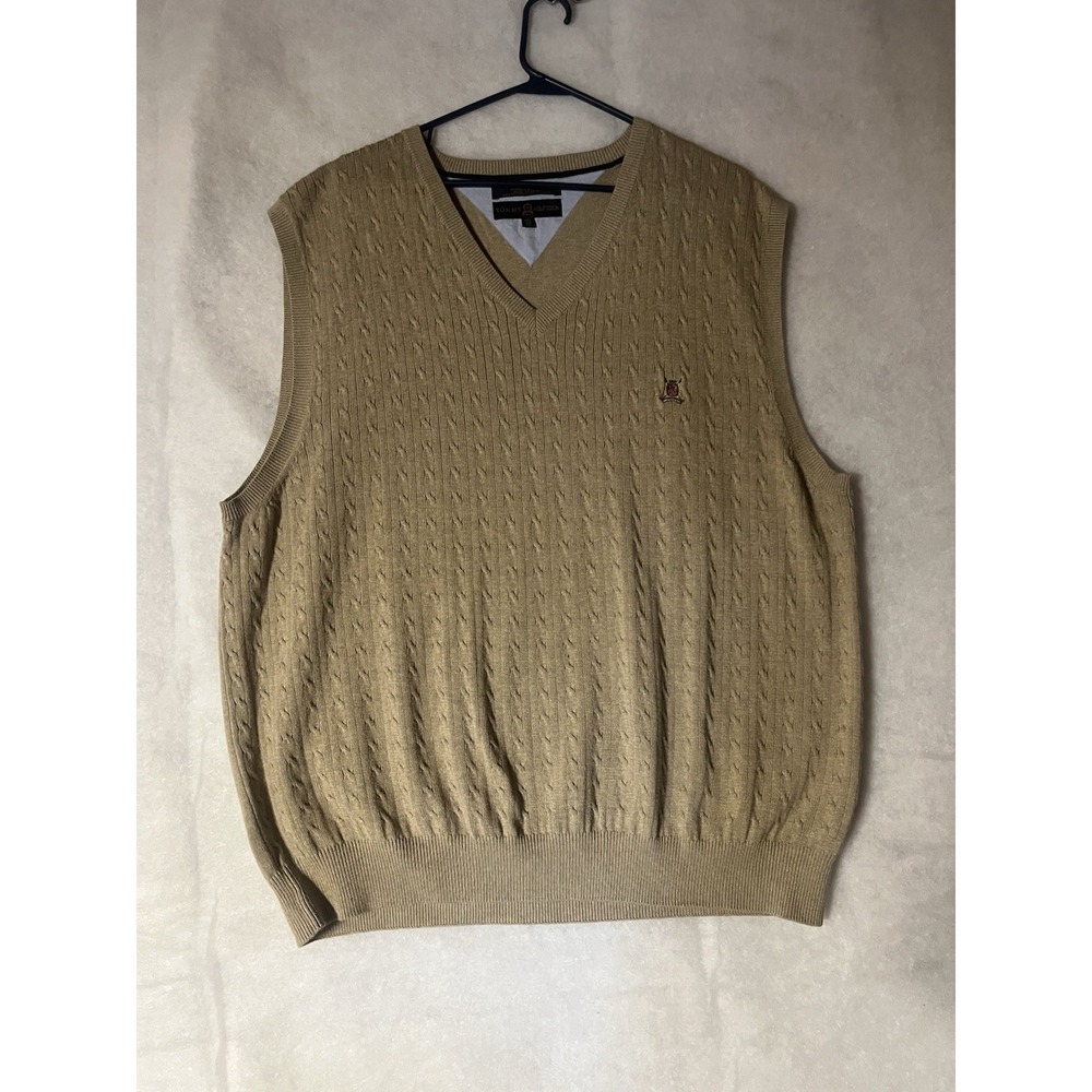 Vintage Tommy Hilfiger Golf Cable Knit Sweater vest XXL Preppy Style